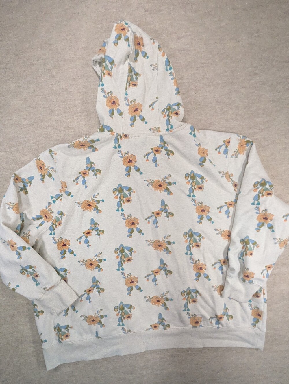 Ariat Floral Logo Hoodie Cream Light Blue Peach Comfortable Sweatshirt Size 3X - Picture 2 of 10